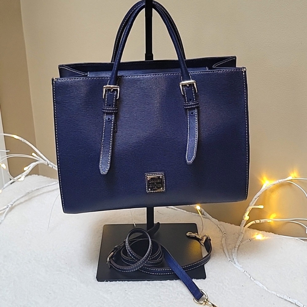 Dooney & Bourke Blue Pebbled Grain Leather Crossbody/Top Handle/Tote